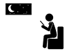 Smartphone before going to bed | Check SNS | Before going to bed-Free pictogram | Black and white illustration