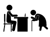 Grandmother visits city hall | Counseling office and grandmother | Elderly-Free pictograms | Black and white illustrations