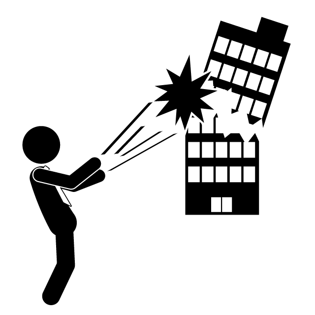 攻撃 - 挿絵/クリップアート/フリー/写真/アイコン/白黒/シンプル