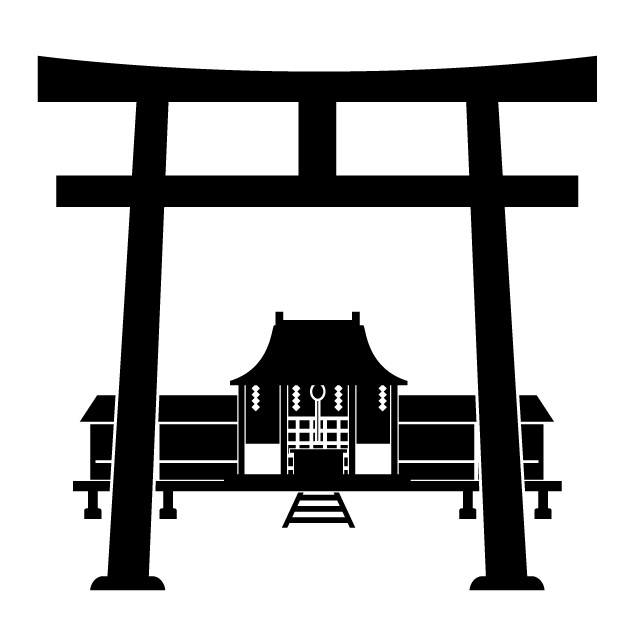 神社｜結婚式｜鳥居｜寺 - シンプル / クリップアート / アイコン / イラスト / 無料 / 白黒 / 二色 / PNG形式：背景透明