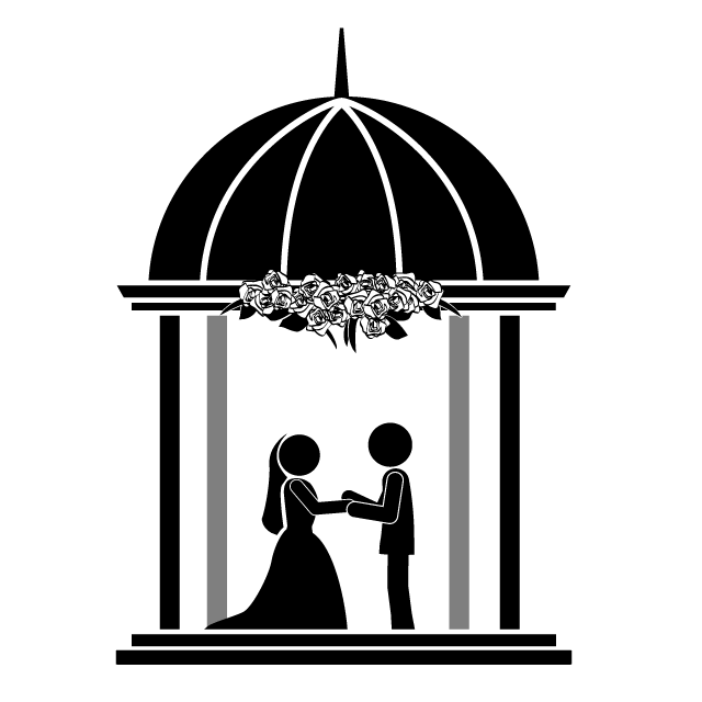 愛を誓う｜結婚｜カップル｜結婚式場 - シンプル / クリップアート / アイコン / イラスト / 無料 / 白黒 / 二色 / PNG形式：背景透明