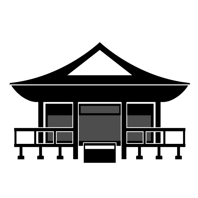 神社｜和風｜賽銭箱｜寺 - シンプル / クリップアート / アイコン / イラスト / 無料 / 白黒 / 二色 / PNG形式：背景透明