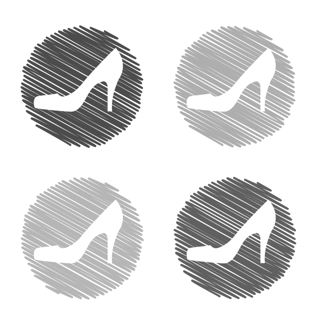 ハイヒール｜カラフル｜マーク｜シンボル - シンプル / クリップアート / アイコン / イラスト / 無料 / 白黒 / 二色 / PNG形式：背景透明