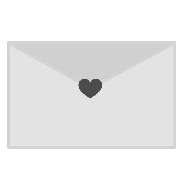 ラブレター｜手紙｜恋文｜ハート - シンプル / クリップアート / アイコン / イラスト / 無料 / 白黒 / 二色 / PNG形式：背景透明