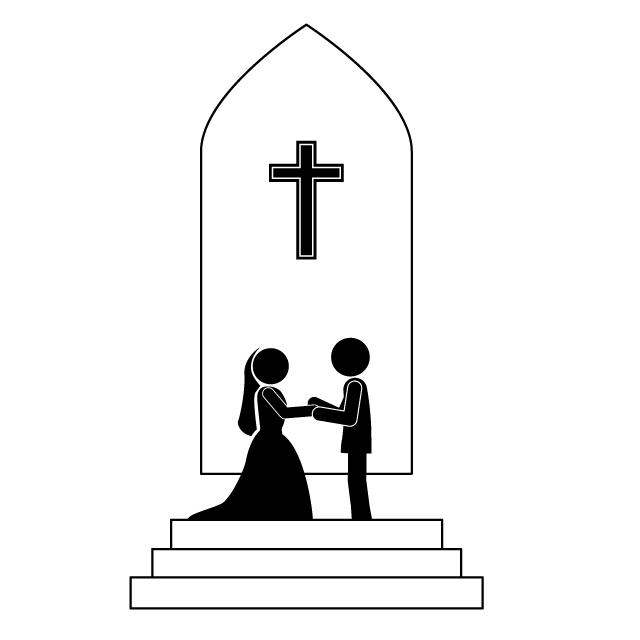 大聖堂｜チャペル｜教会｜挙式 - シンプル / クリップアート / アイコン / イラスト / 無料 / 白黒 / 二色 / PNG形式：背景透明