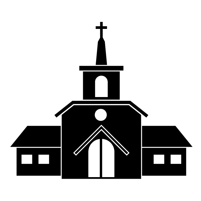 チャペル｜教会｜結婚式場｜十字架 - シンプル / クリップアート / アイコン / イラスト / 無料 / 白黒 / 二色 / PNG形式：背景透明