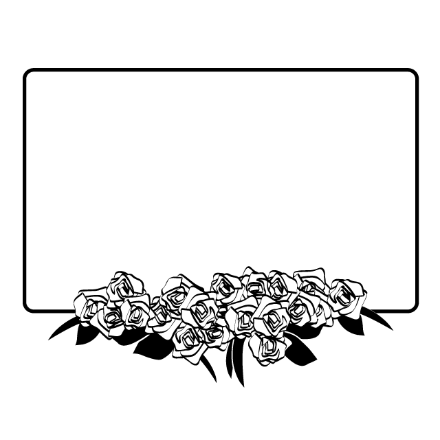 メッセージボード｜花束｜バラ｜お祝い言葉 - シンプル / クリップアート / アイコン / イラスト / 無料 / 白黒 / 二色 / PNG形式：背景透明