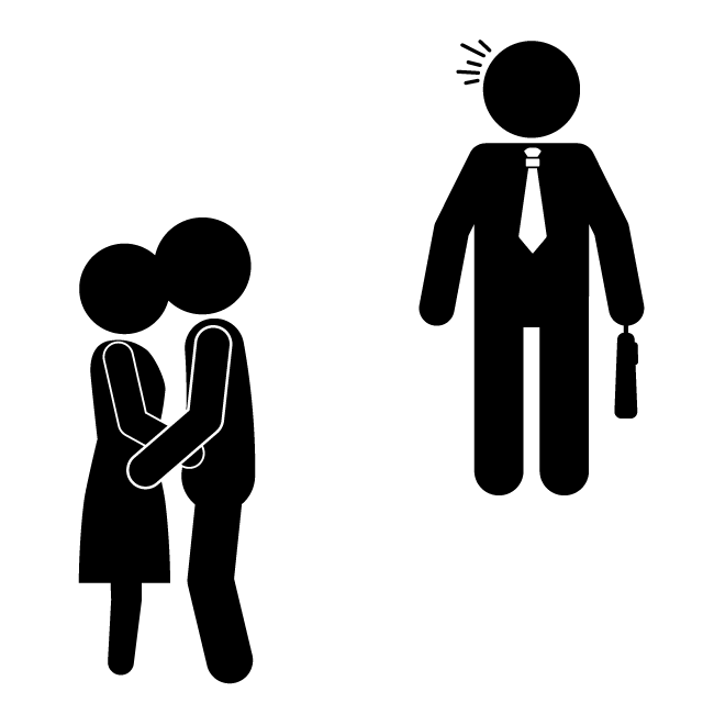 浮気現場｜不倫｜目撃｜離婚 - シンプル / クリップアート / アイコン / イラスト / 無料 / 白黒 / 二色 / PNG形式：背景透明