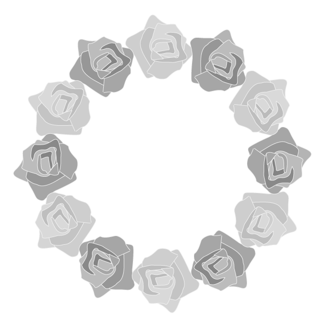 花束｜植物｜バラ｜ピンク - シンプル / クリップアート / アイコン / イラスト / 無料 / 白黒 / 二色 / PNG形式：背景透明