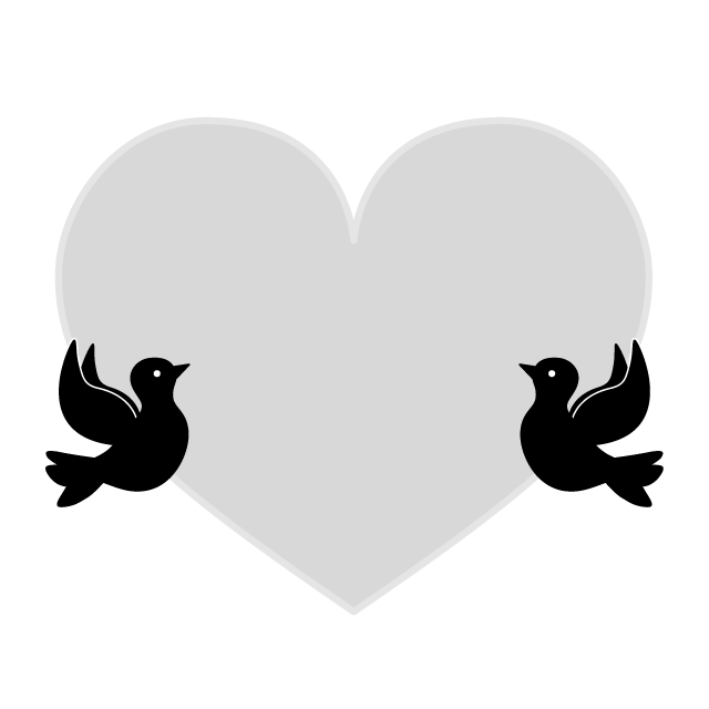 記念ボード｜ハート｜メッセージ｜鳩 - シンプル / クリップアート / アイコン / イラスト / 無料 / 白黒 / 二色 / PNG形式：背景透明