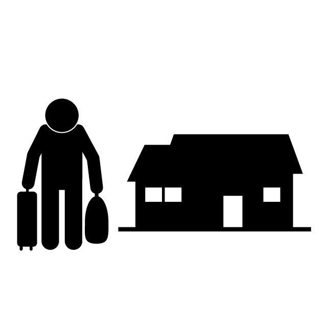 離婚｜家を出て行く｜浮気/原因｜夫 - シンプル / クリップアート / アイコン / イラスト / 無料 / 白黒 / 二色 / PNG形式：背景透明