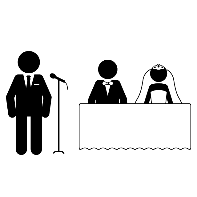 結婚スピーチ｜洋式｜タキシード｜ドレス - シンプル / クリップアート / アイコン / イラスト / 無料 / 白黒 / 二色 / PNG形式：背景透明