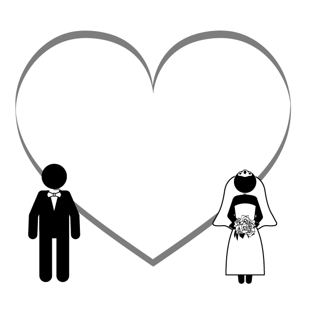 ラブ｜結婚｜ハート - シンプル / クリップアート / アイコン / イラスト / 無料 / 白黒 / 二色 / PNG形式：背景透明