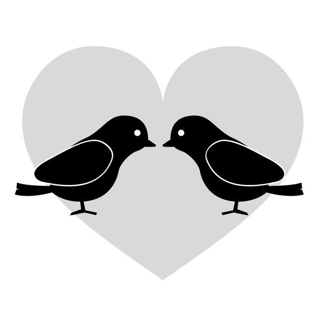小鳥｜ラブ｜恋 - シンプル / クリップアート / アイコン / イラスト / 無料 / 白黒 / 二色 / PNG形式：背景透明