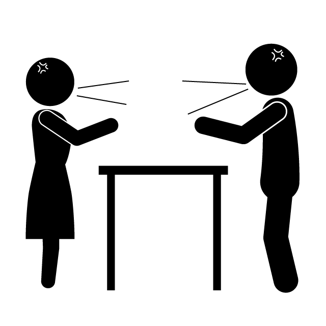 夫婦喧嘩｜浮気 - シンプル / クリップアート / アイコン / イラスト / 無料 / 白黒 / 二色 / PNG形式：背景透明