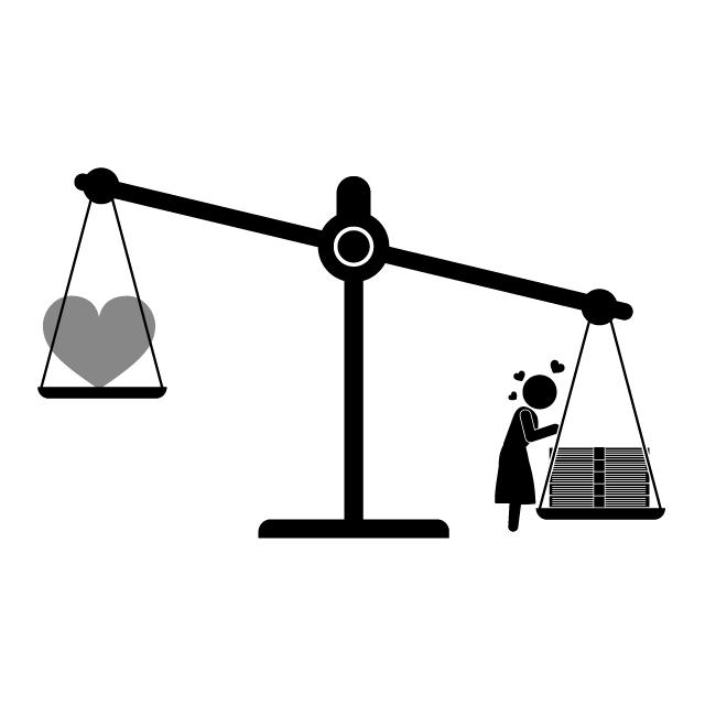 お金｜大好き｜愛｜軽い - シンプル / クリップアート / アイコン / イラスト / 無料 / 白黒 / 二色 / PNG形式：背景透明