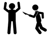 Meet a robber | Raise your hand with a knife | Swing a knife-Free pictogram | Black-and-white illustration