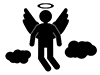 天使 | 死亡 | 天にのぼる - 無料ピクトグラム｜白黒イラスト