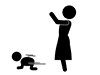 Cheerful baby | Rejoicing mother | High-high baby-Free pictogram | Black and white illustration