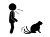 飼い猫にしっぱで挨拶される | ペットを呼ぶ | 無視される - 無料ピクトグラム｜白黒イラスト