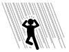 大雨にあう | どしゃぶりの中走る | ゲリラ豪雨 - 無料ピクトグラム｜白黒イラスト
