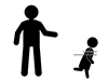 A girl running away from a suspicious person | Running away from a suspicious person | A stranger calls out-Free pictogram | Black and white illustration