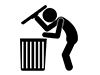 ゴミを漁る人物 | 不審者 | ゴミ箱を調べる - 無料ピクトグラム｜白黒イラスト