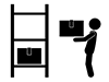 Put merchandise on shelves | Lots of stock | Inventory--Free pictograms | Black and white illustrations