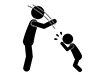 Violent adults | Crying children | Fathers striking boys-Free pictograms | Black-and-white illustrations