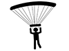 パラシュートで降りてくる人 | 大空 | 飛行 - 無料ピクトグラム｜白黒イラスト