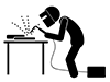 Welding Factory | Workers | Industry-Free Pictograms | Black and White Illustrations