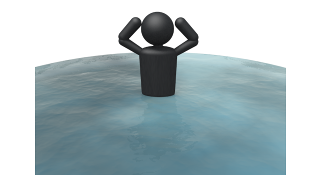 水に流される - シンプル人物イラスト/人クリップアート/アイコン/黒色/ピクトグラム