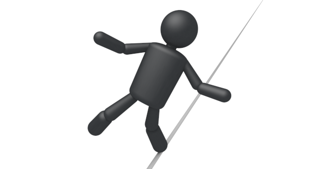 ロープの上 - シンプル人物イラスト/人クリップアート/アイコン/黒色/ピクトグラム