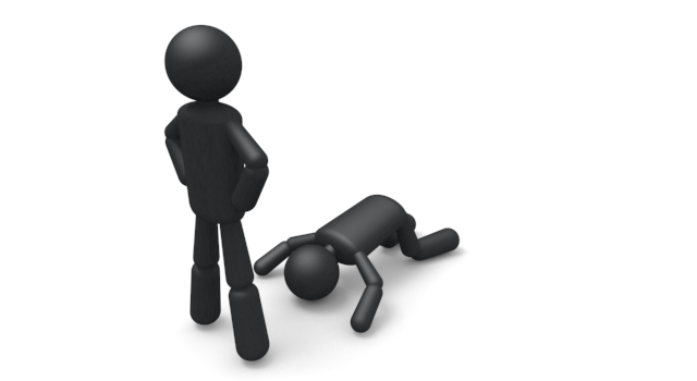 奥さんに謝る - シンプル人物イラスト/人クリップアート/アイコン/黒色/ピクトグラム