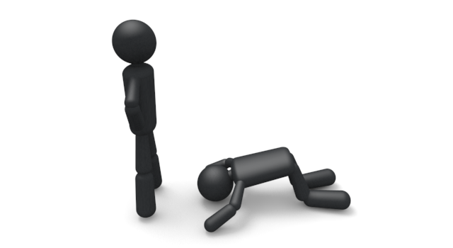 勝負に負ける - シンプル人物イラスト/人クリップアート/アイコン/黒色/ピクトグラム