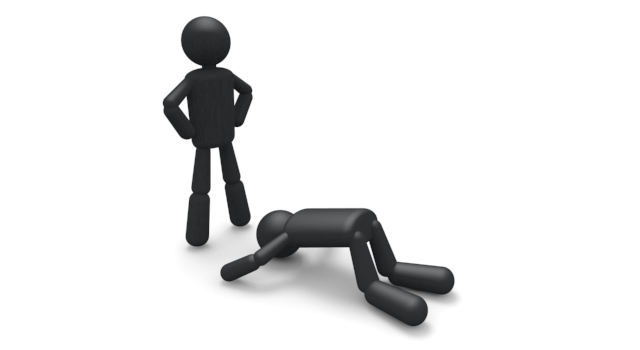 上司に謝る - シンプル人物イラスト/人クリップアート/アイコン/黒色/ピクトグラム