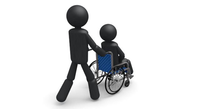 おばあちゃんと散歩 - シンプル人物イラスト/人クリップアート/アイコン/黒色/ピクトグラム