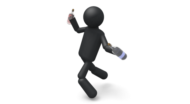 酔っぱらい - シンプル人物イラスト/人クリップアート/アイコン/黒色/ピクトグラム