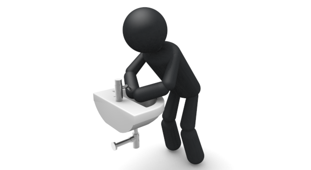 風邪の予防/対策 - シンプル人物イラスト/人クリップアート/アイコン/黒色/ピクトグラム