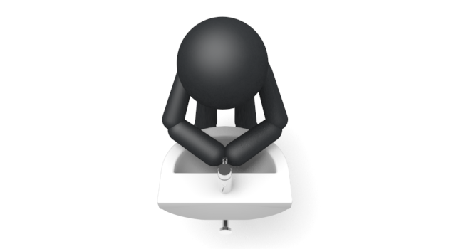 顔を洗う - シンプル人物イラスト/人クリップアート/アイコン/黒色/ピクトグラム