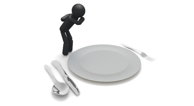 腹ぺこ - シンプル人物イラスト/人クリップアート/アイコン/黒色/ピクトグラム