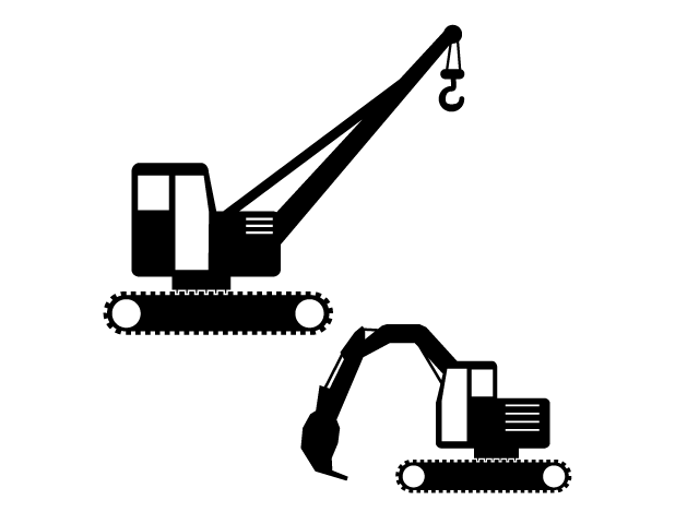 重機 | 工事現場 | 建築 | 趣味・興味 - シンプル / クリップアート / アイコン / イラスト / 無料 / 白黒 / 二色 / PNG形式：背景透明