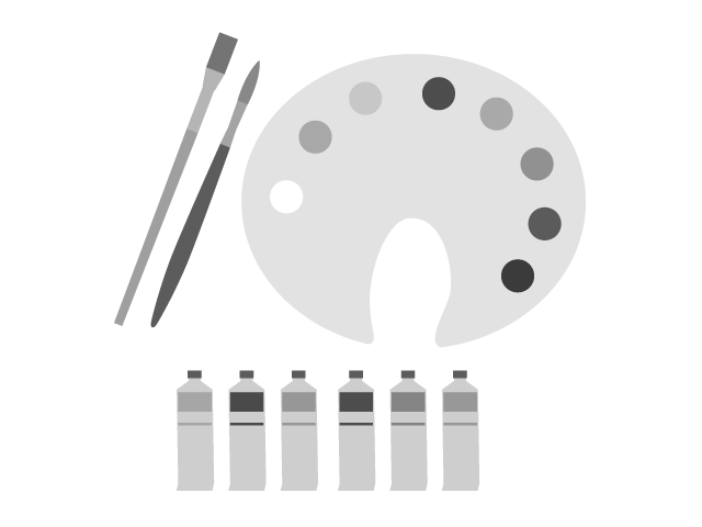 絵画/ペイント | 美術 | 趣味・興味 - シンプル / クリップアート / アイコン / イラスト / 無料 / 白黒 / 二色 / PNG形式：背景透明