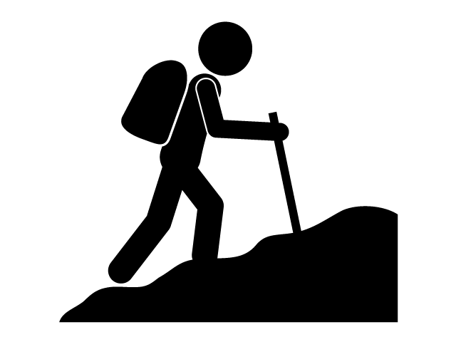 登山 | 山登り | 運動 | 趣味・興味 - シンプル / クリップアート / アイコン / イラスト / 無料 / 白黒 / 二色 / PNG形式：背景透明