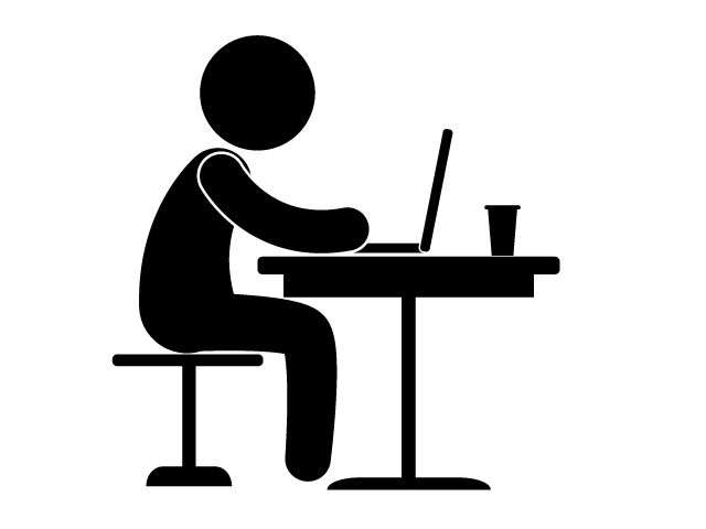 ノマドワーカー | 副業 | 自営業 | フリーランス | 趣味・興味 - シンプル / クリップアート / アイコン / イラスト / 無料 / 白黒 / 二色 / PNG形式：背景透明