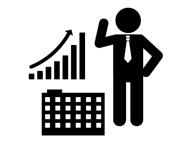 会社経営 | 社長 | 自社ビル | 趣味・興味 - シンプル / クリップアート / アイコン / イラスト / 無料 / 白黒 / 二色 / PNG形式：背景透明