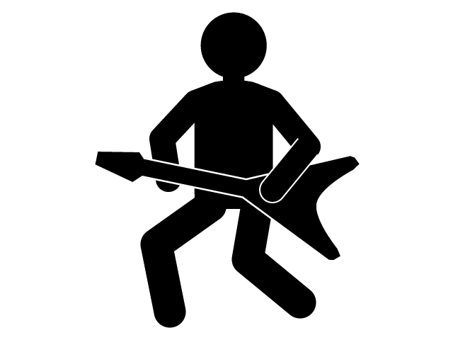 音楽 | 歌手 | ギター | 趣味・興味 - シンプル / クリップアート / アイコン / イラスト / 無料 / 白黒 / 二色 / PNG形式：背景透明