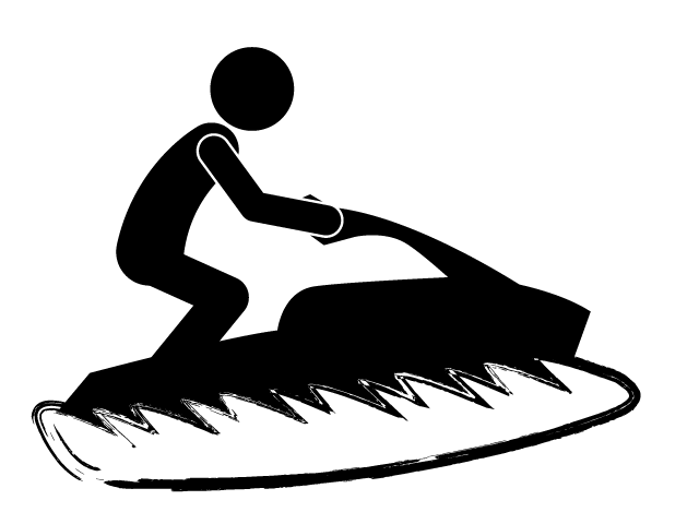 ジェットスキー | 水上オートバイ | マリンジェット | 趣味・興味 - シンプル / クリップアート / アイコン / イラスト / 無料 / 白黒 / 二色 / PNG形式：背景透明