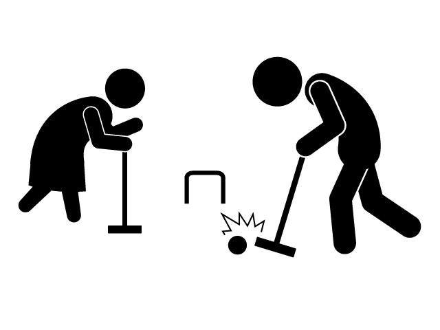 ゲートボール | お年寄り | 運動 | 趣味・興味 - シンプル / クリップアート / アイコン / イラスト / 無料 / 白黒 / 二色 / PNG形式：背景透明