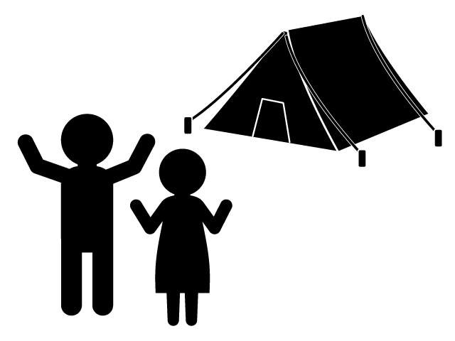 キャンプ | ボーイスカウト | 夏休み | 趣味・興味 - シンプル / クリップアート / アイコン / イラスト / 無料 / 白黒 / 二色 / PNG形式：背景透明